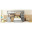 Lit superposé double au-dessus de simple avec bureau, tiroirs et tablettes, gris-561928423