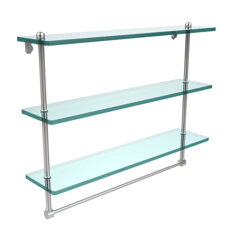 Gober 3 Piece Tiered Shelf with Towel Bar, 22", Polished Chrome