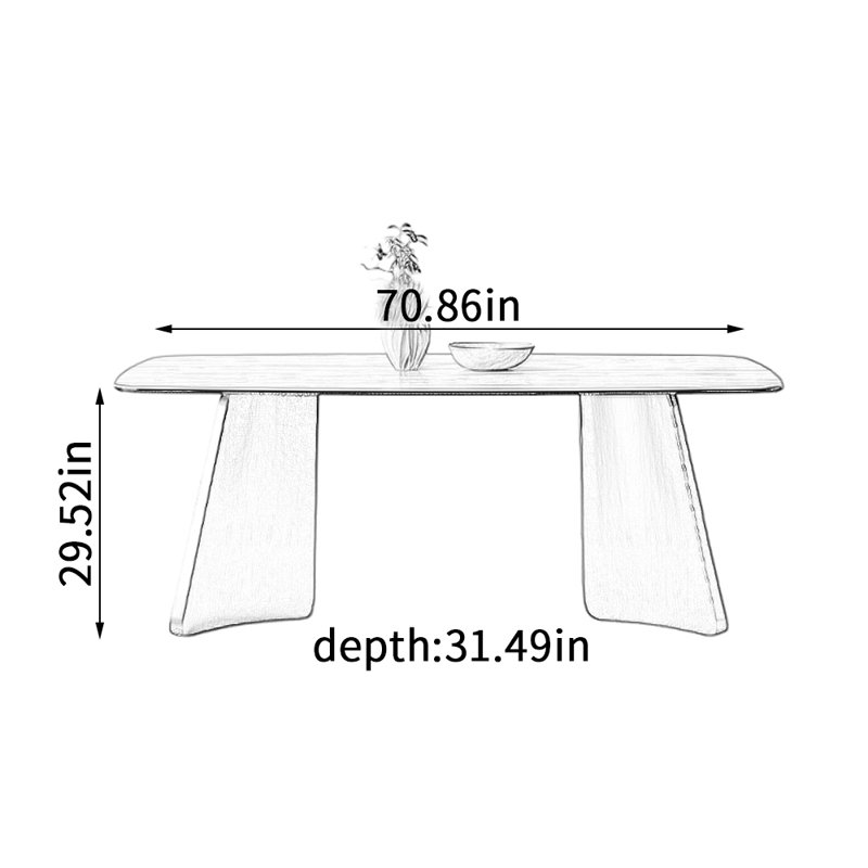 Table de salle à manger Modern, H 29,52 po x L 70,86 po x l 31,49 po