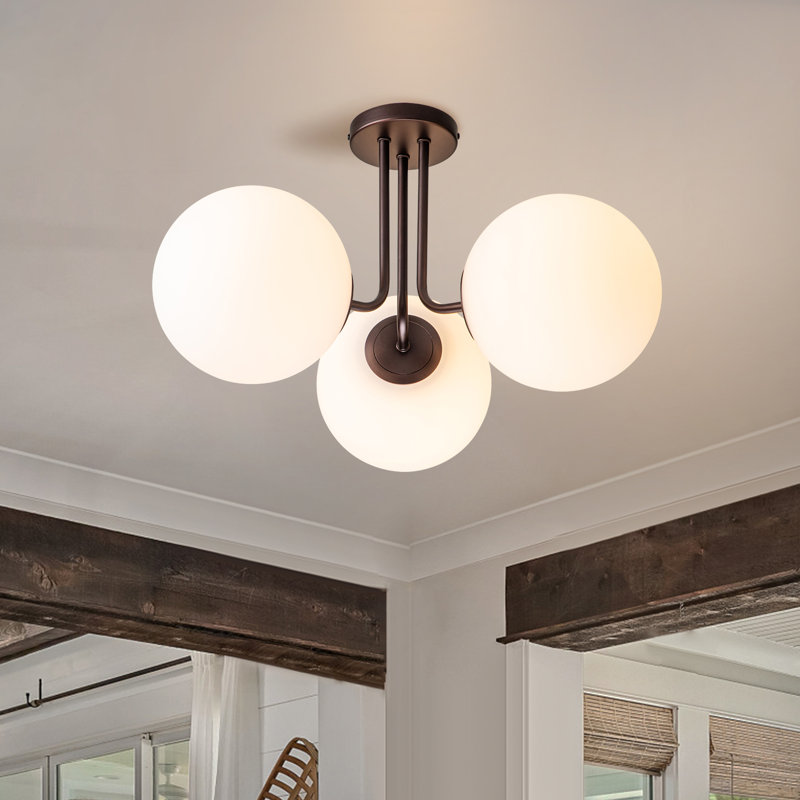 Plafonnier semi-encastré moderne Spoutnik 22 lumières 3 lumières Kaynen, Bronze frotté à l'huile, Blanc