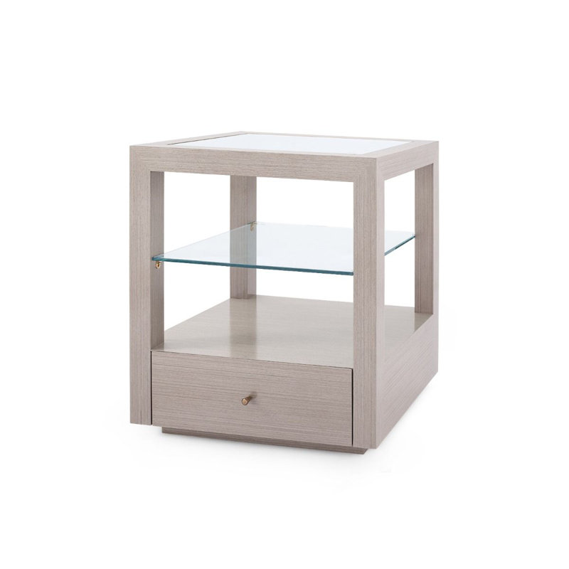 Gavin Glass End Table, Taupe Gray