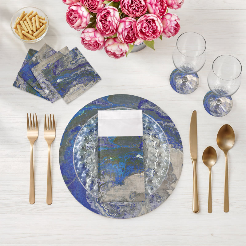 Sous-verres ronds en cuir Agate Sodalite, Sodalite