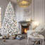 Arbre de Noël de 4 pi avec motif floqué, 150 lumières colorées Ul, 21 pins, 366 branches enneigées, structure à charnières et support en métal stable pour les fêtes