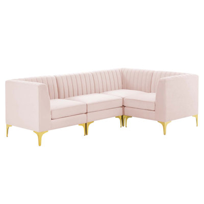 Triumph, 4 pièces Ensemble de canapé modulaire en velours Channel