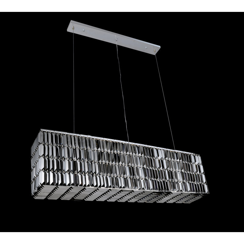 Lustre rectangulaire / carré unique à 6 lumières Blalock, Gris fumé