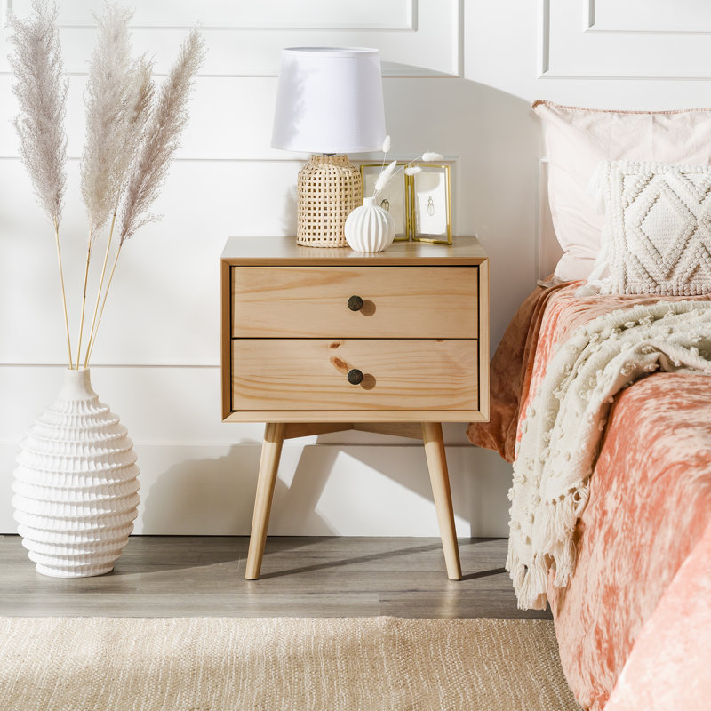 Solid Wood Bedside Table, Natural Pine