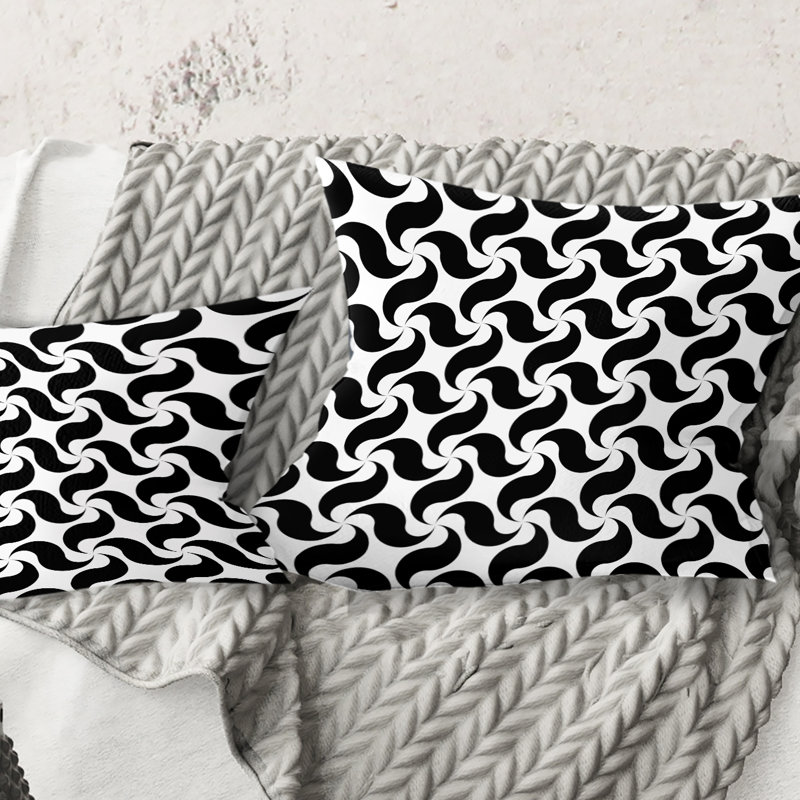 Coussin décoratif à motif géométrique monochrome IV - Mid-Century, 18 po x 18 po