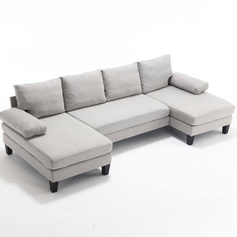 Canapé modulaire 3 pièces rembourré, Polyester gris clair