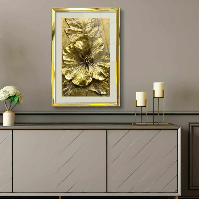 Élégante peinture décorative encadrée, 17,0 po x 25,6 po | 100% verre acrylique (épaisseur: 0,04 pouce) et cadre en bois massif (épaisseur: 1,0 pouce) | Art mural parfait pour le salon, la chambre à coucher et le bureau