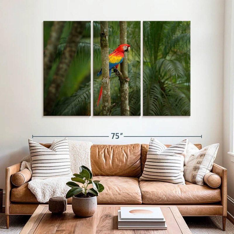 Brampt Wild Scarlet Macaw, 42" H x 65" W