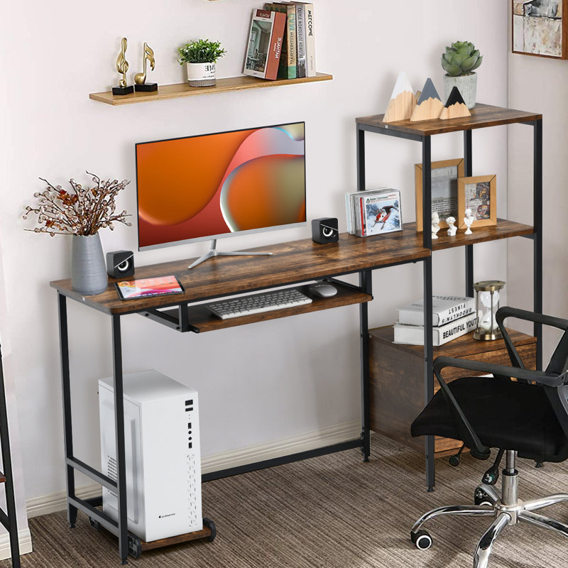 Escalon Steel Computer Desk, Coffee