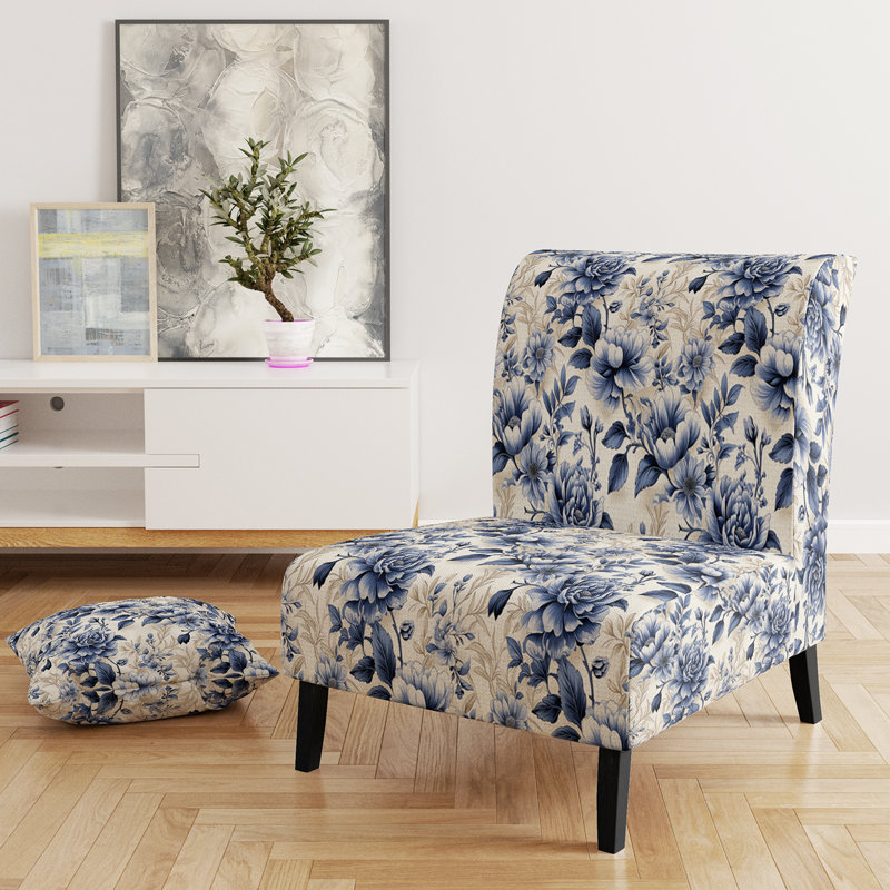 Rustic Victorian Brocade Victorian Pattern - Upholstered Floral Accent Chair Cottage Side Chair