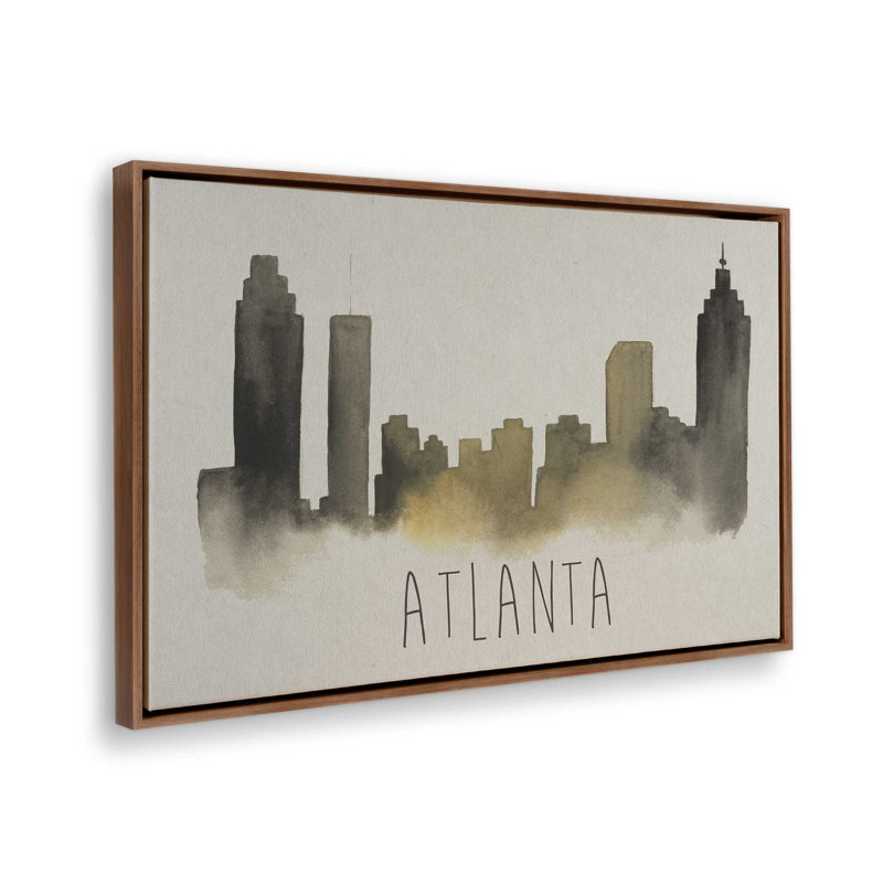 Silhouette d'Atlanta, H 20,75 po x l 30,75 po, Noyer, Cadre flottant