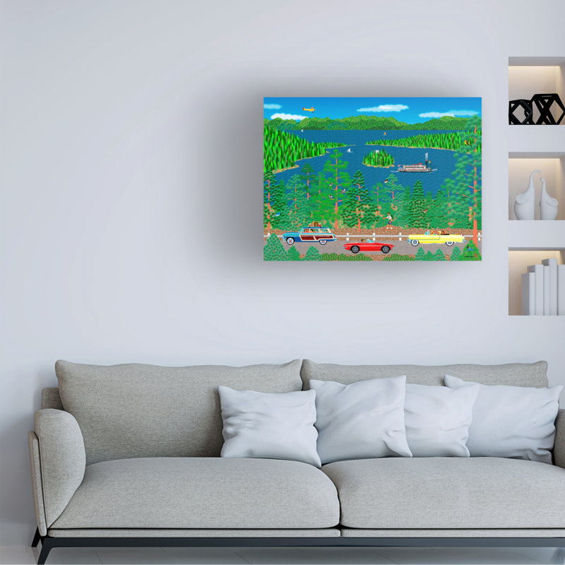 Cruising Lake Tahoe Green and Blue Landscape Canvas Art