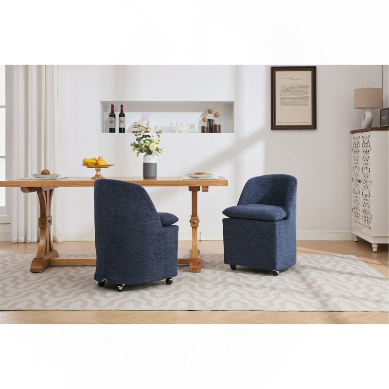Ensemble de 2 chaises de salle à manger en chenille avec roues universelles