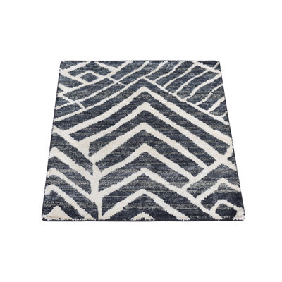 2'2"x2'2" Denim Black Modern Design Silk Textured Wool Hand Knotted Sample Mat Square Rug 437072F567F5466CBDA8D97D53175952