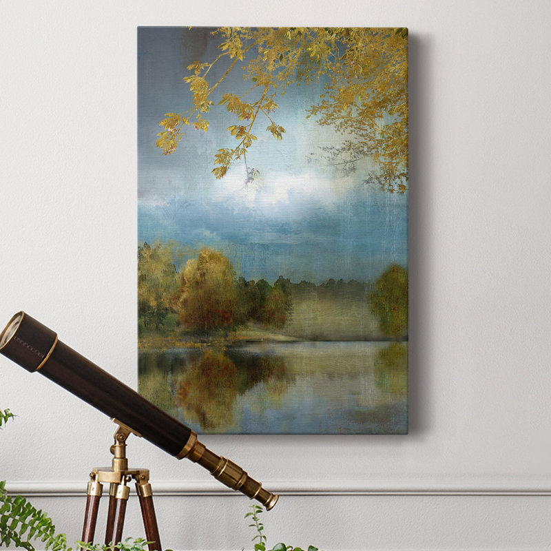 Golden Leaves - peinture sur toile tendue, H 27 po x l 18 po x P 1 po