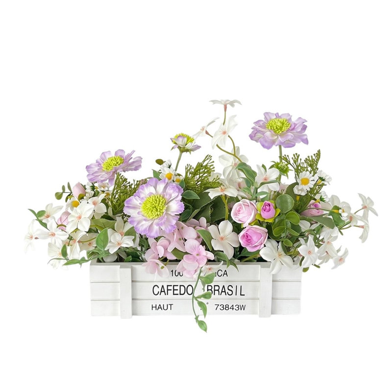 Arrangement floral rustique en bois blanc, Light Purple