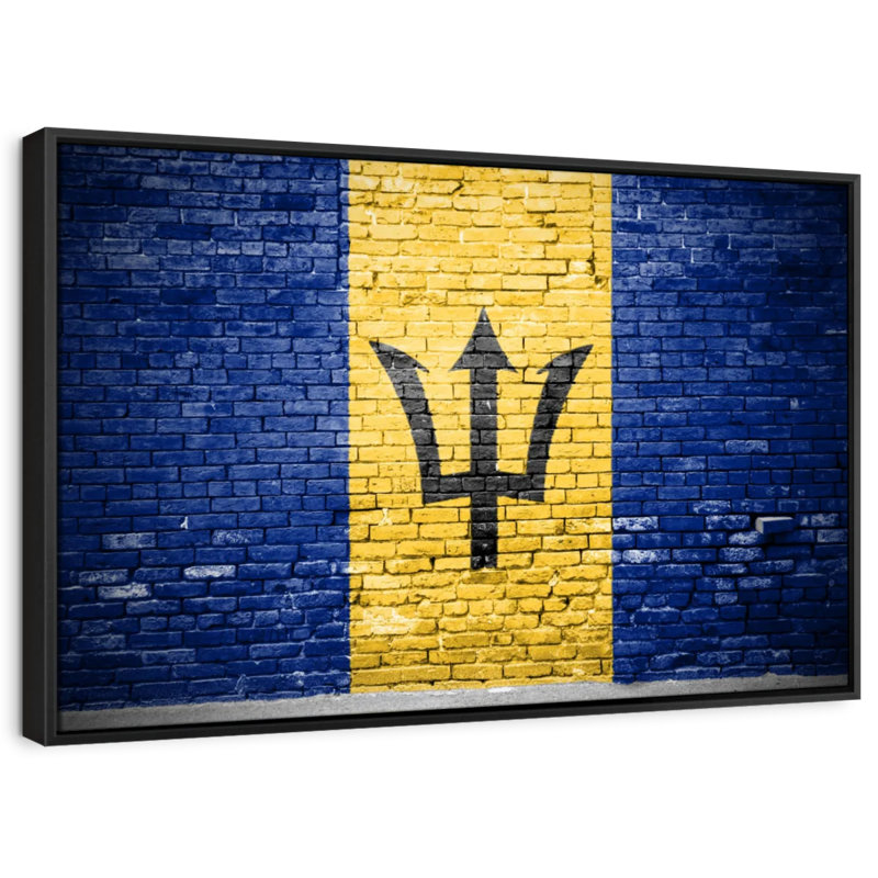 Barbados Flag Graffiti Canvas Print, 29" H x 43" W