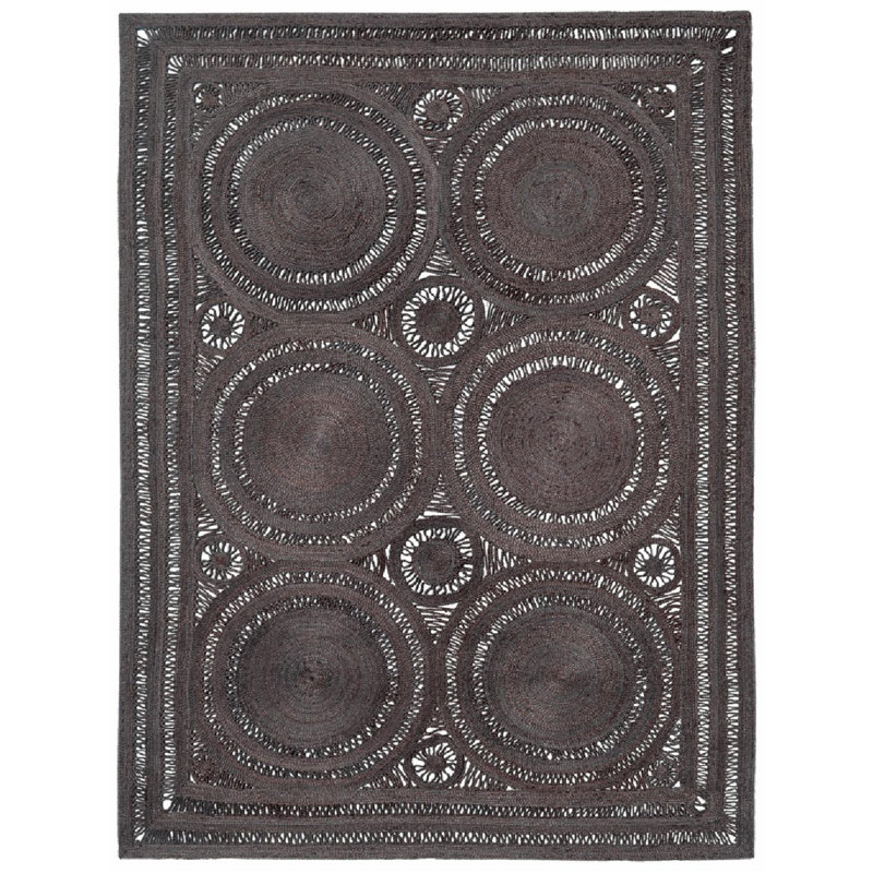 Tapis gris en jute / sisal Mehndi, Rectangle de 10 pi x 14 pi