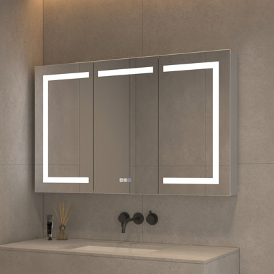Cannin 48'' W 30'' H Frameless Medicine Cabinet with Mirror and 6 Adjustable Shelves