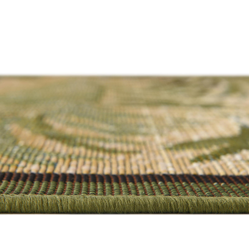 Green Keukenhof Indoor/Outdoor Botanical Rug, Runner 2' x 6'