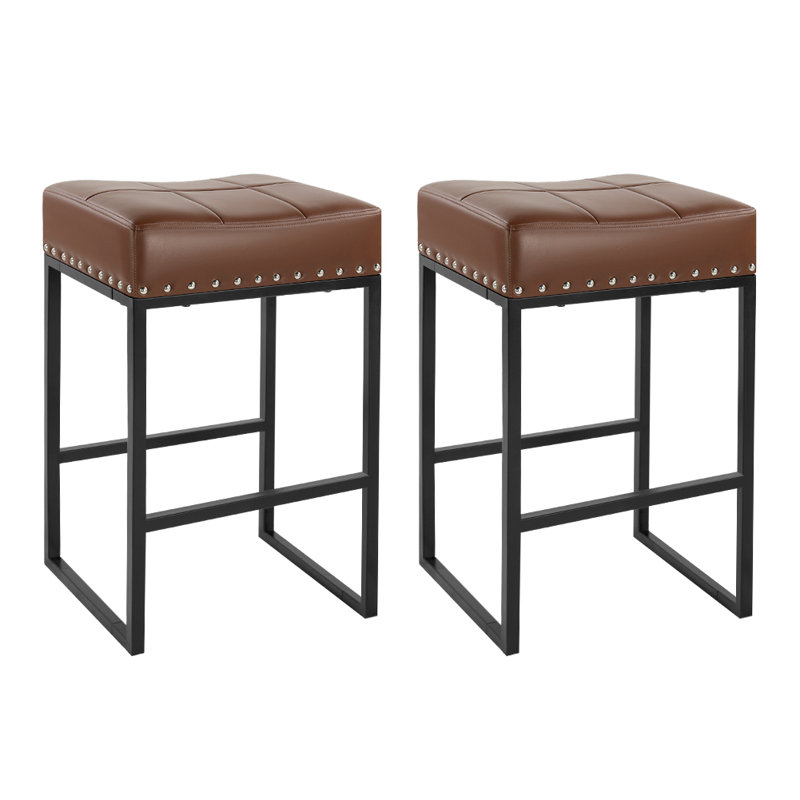 Missick 24.6'' Short Counter Stool Bar Stools Bar Chairs Counter Height Stools Saddle Stools with Curved Surface Kitchen Stools