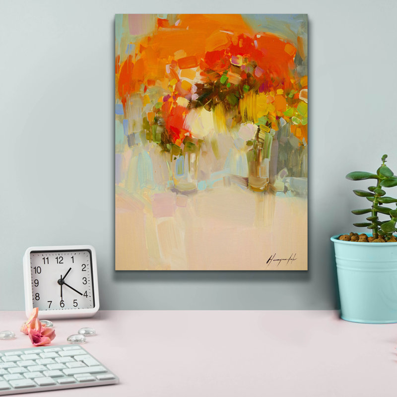 Art mural sur toile Vase de fleurs jaunes 2 pi par Vahe Yeremyan, 40 po x 54 po, H 16 po x l 12 po x P 0,75 po