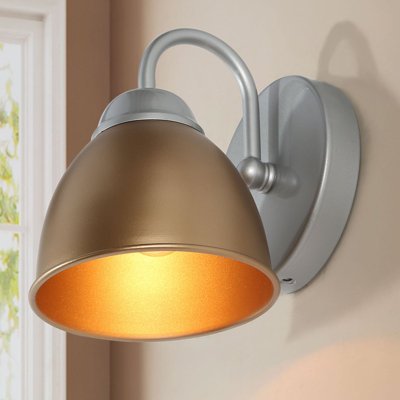 Lampe de salle de bain 1 lumière en métal brun argenté avec applique murale