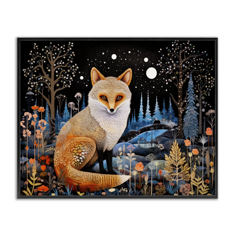 «Forest Fox in Nature», estampe numérique par Ray Powers, H 11 po x l 14 po, Giclée encadrée noir minuit
