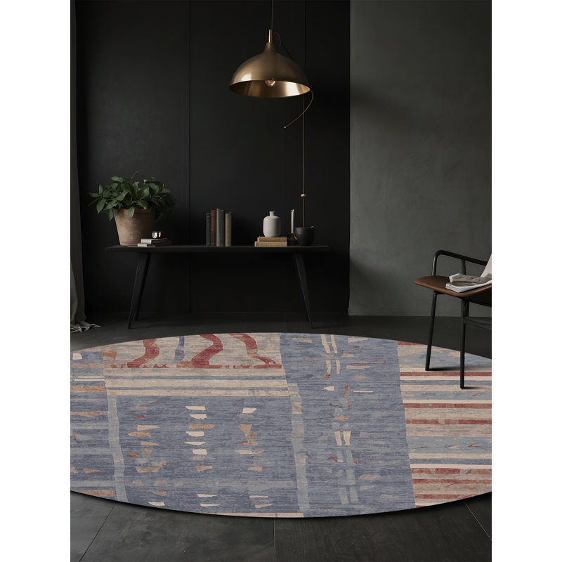 Machine Washable Pink Area Rug, Round 5'