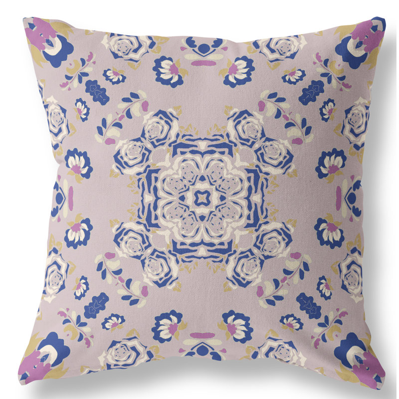  Housse et insert de coussin carré rose, 20" x 20", Mauve / Bleu