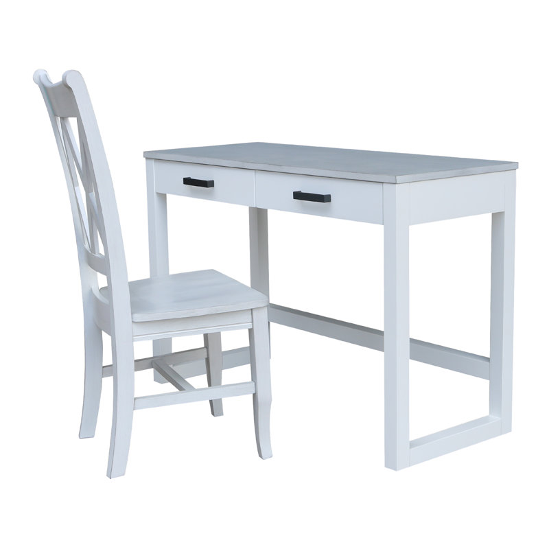 Ensemble de bureau et de chaises en bois massif Shanav