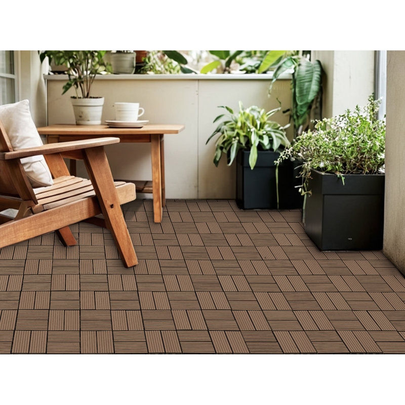 Ensemble de tuiles de terrasse en bois et en plastique composite de 20 pièces, les terrasses en composite résistent à la rouille, à l'eau, aux intempéries, à l'intérieur et à l'extérieur