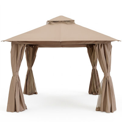 Gazebo d'extérieur 10'x10' avec moustiquaire et rideaux d'intimité