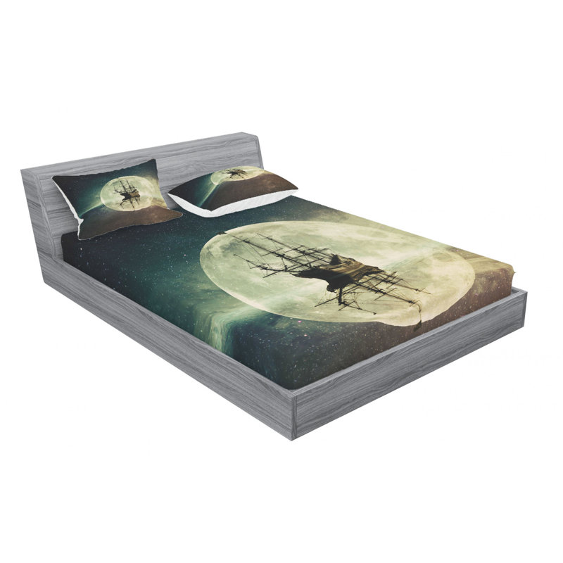 Ensemble de draps Old Ship on Sea, Ensemble de drap pour grand lit avec drap-housse