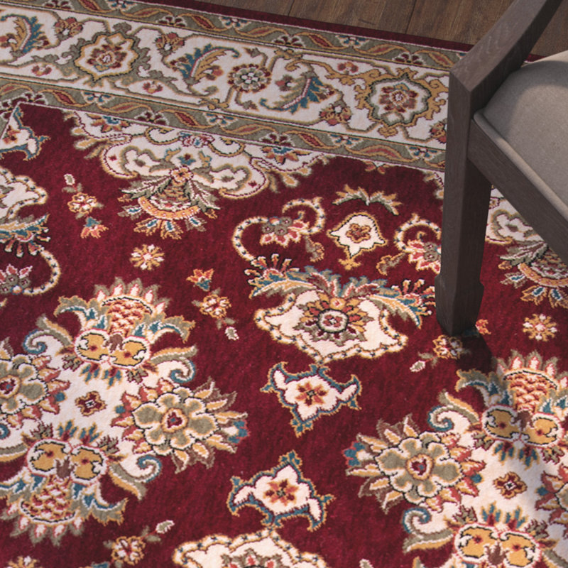 Tapis oriental en laine bourgogne / beige Forrestal, Tapis de couloir 2 pi 6 po x 8 pi