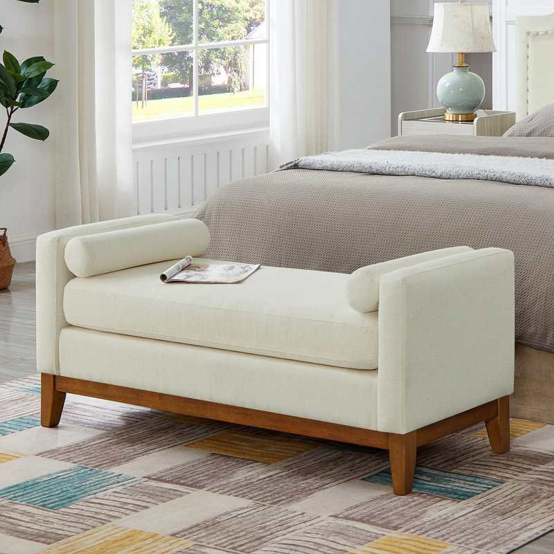 Repose-pieds rembourré en tissu Boucle, Beige