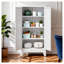 Armoire de cuisine 47,3 pouces en métal blanc avec tablettes réglables