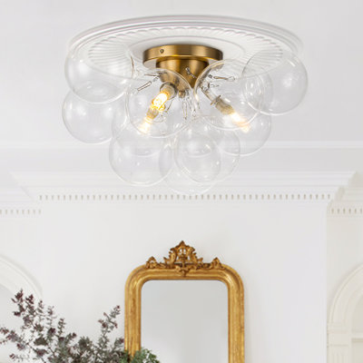 3 - Light Clear Glass Bubble Sputnik Semi Flush Mount