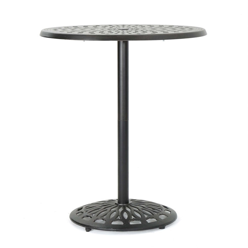 Richwood Round Metal Outdoor Bar Table With Umbrella Hole , 35'' in. W 35'' in. D