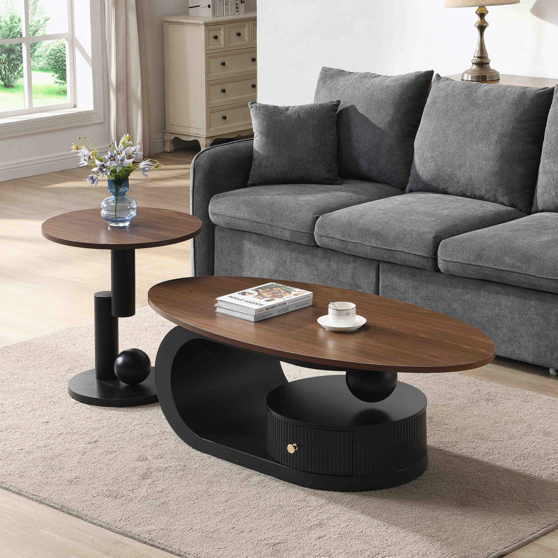 Ensemble de 2 tables gigognes Luxury, Brown, Noir