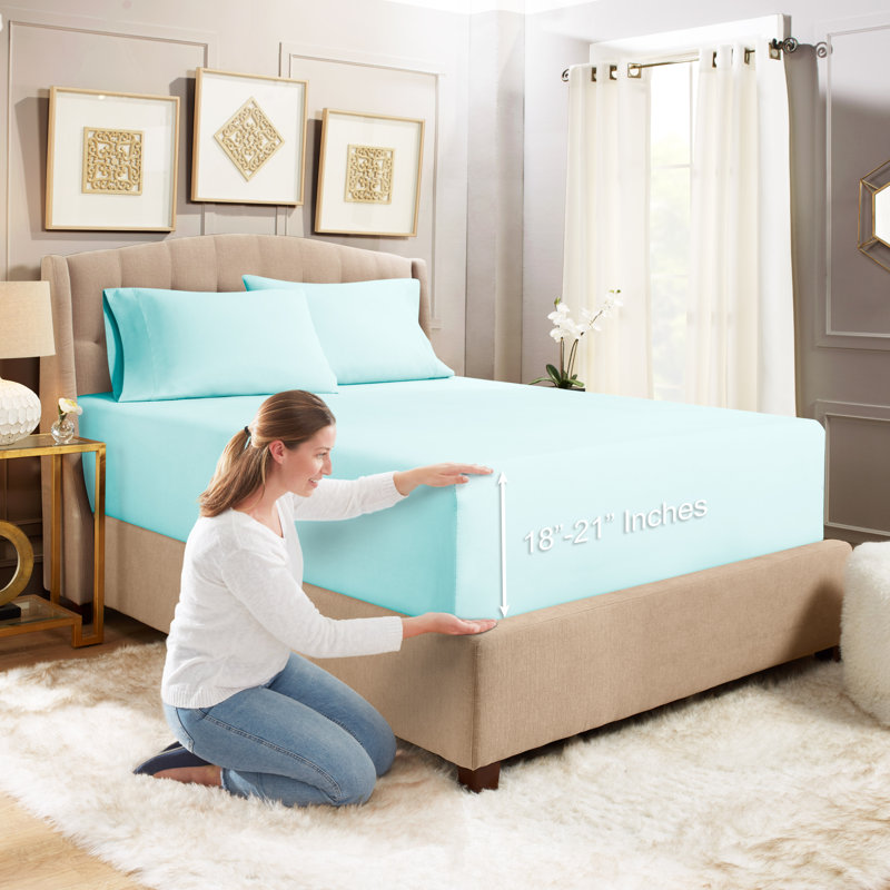 Microfiber Sheet Set, Light Baby Blue, Full Sheet Set with 2 Pillowcases