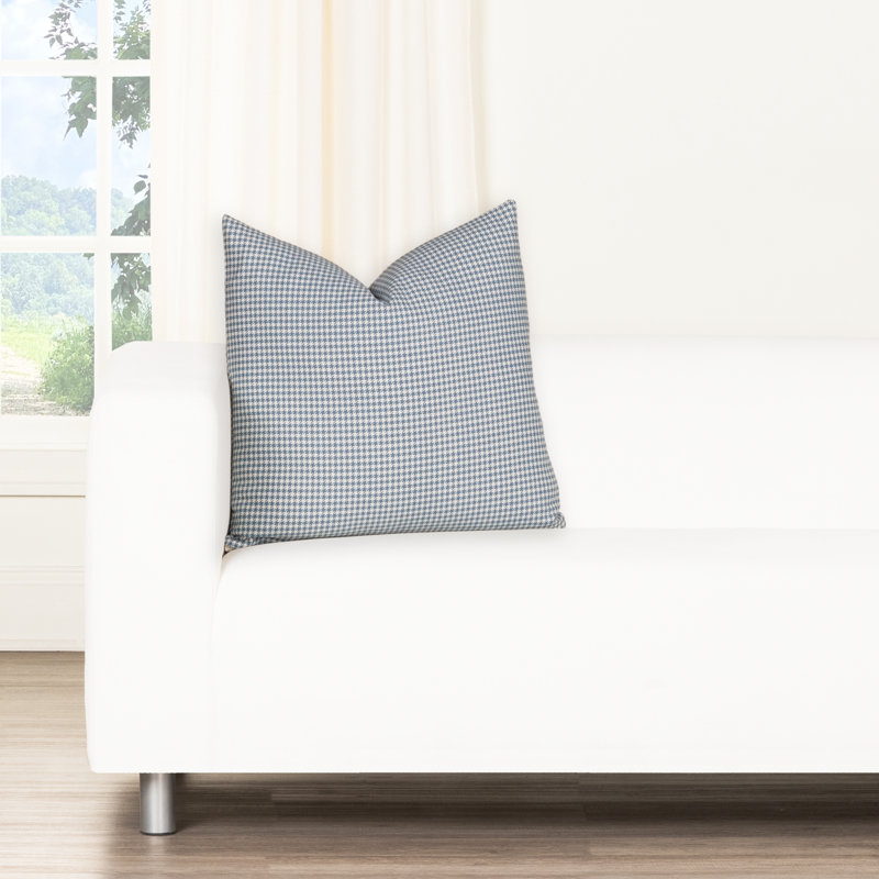 Coussin 100% coton Magnolia Home Fashions, H 18 po x l 18 po, Plumes, Bleu pied-de-poule