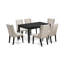 Ensemble de table de salle à manger 7 pièces composé d'une table rectangulaire en bois et de 6 chaises Parson rembourrées en tissu crème, noir-754174009-754174010-754174011