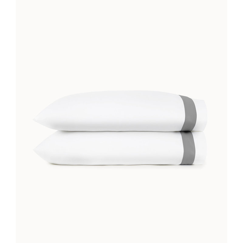 Taie d'oreiller en satin de coton à densité de tissage 420 fils Soprano, Standard, Blanc / bleu