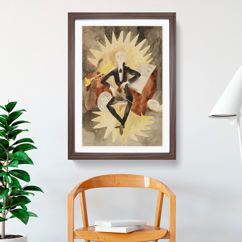 Musician by Charles Demuth - Picture Frame Painting, 36cm H x 27cm W x 2cm D, Walnut Framed