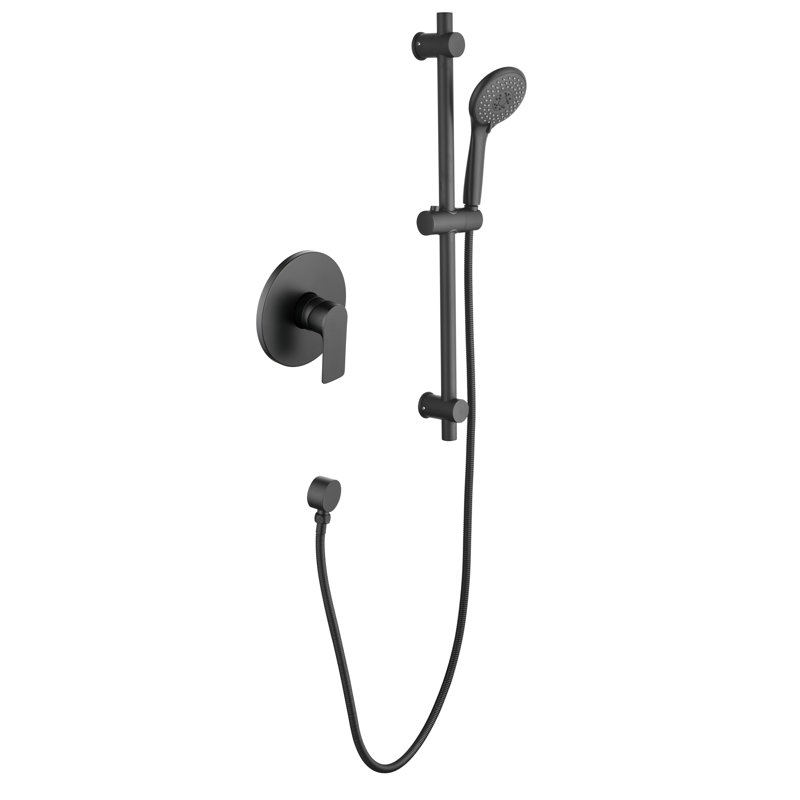 Adjustable Shower Slide Bar Combo 3-Function Handheld Shower Head, Slide Bar Shower System with Rough-in Valve, Matte Black