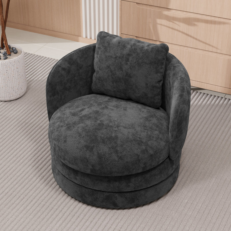 Fauteuil d'appoint large et moderne rembourré, Gris foncé