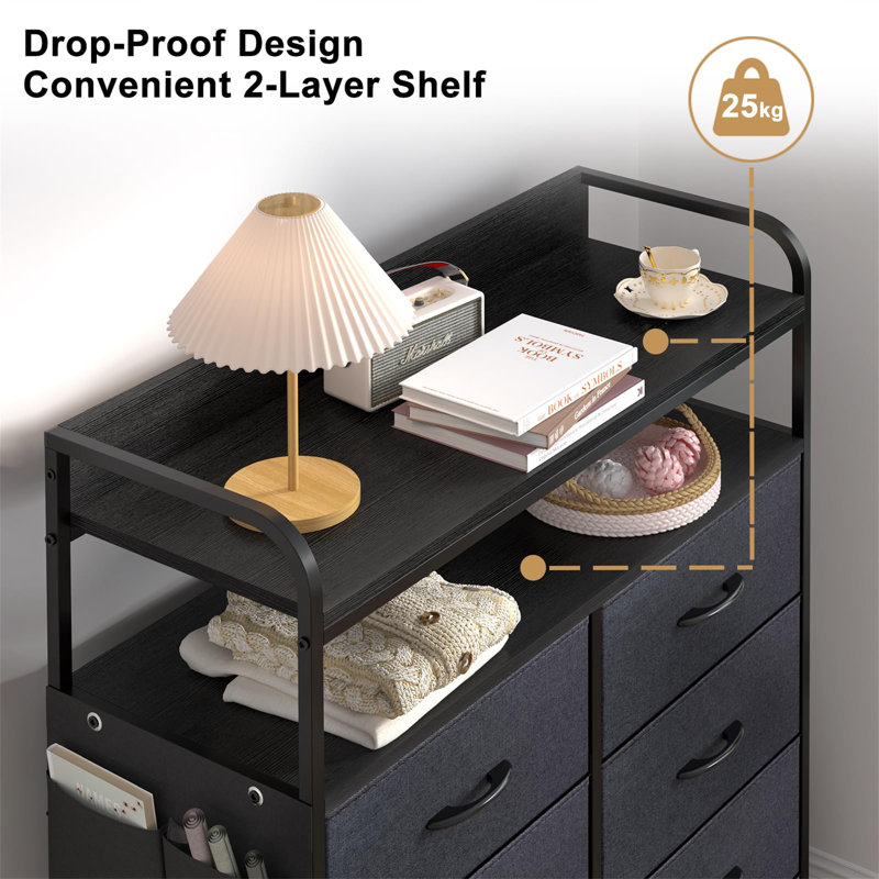 80cm W 8 - Drawer Chest of Drawers, Black